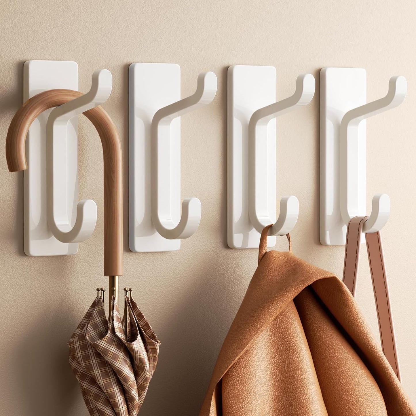 pickpiff Wall Hooks for Coat and Towel: 13LB Adhesive Door Hanger Stick on, Brushed Nickel 6 Pack