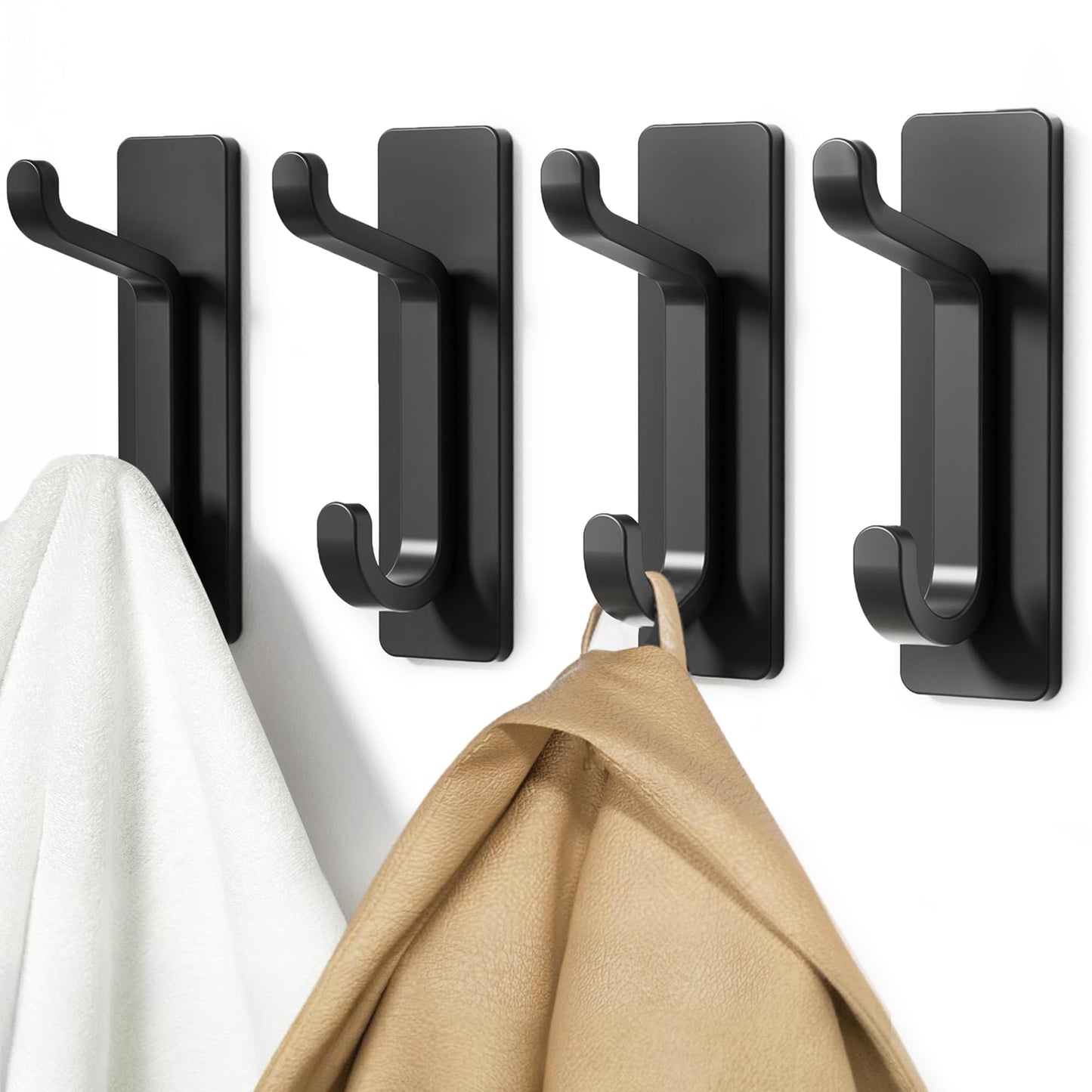 pickpiff Wall Hooks for Coat and Towel: 13LB Adhesive Door Hanger Stick on, Brushed Nickel 6 Pack