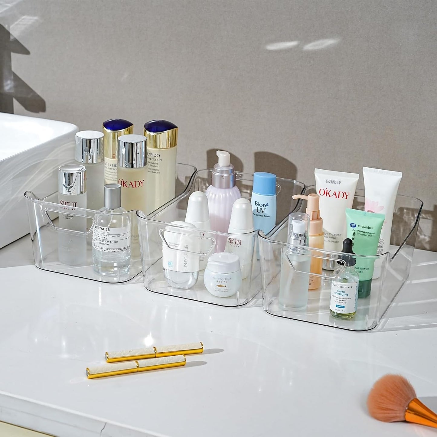 12 Pack Clear Plastic Storage Bins, Pantry Organizers and Storage, Clear Pantry Organizer Bins, Plastic Containers with Handle for Kitchen,Freezer,Cabinet,Closet,Bathroom Under Sink Storage