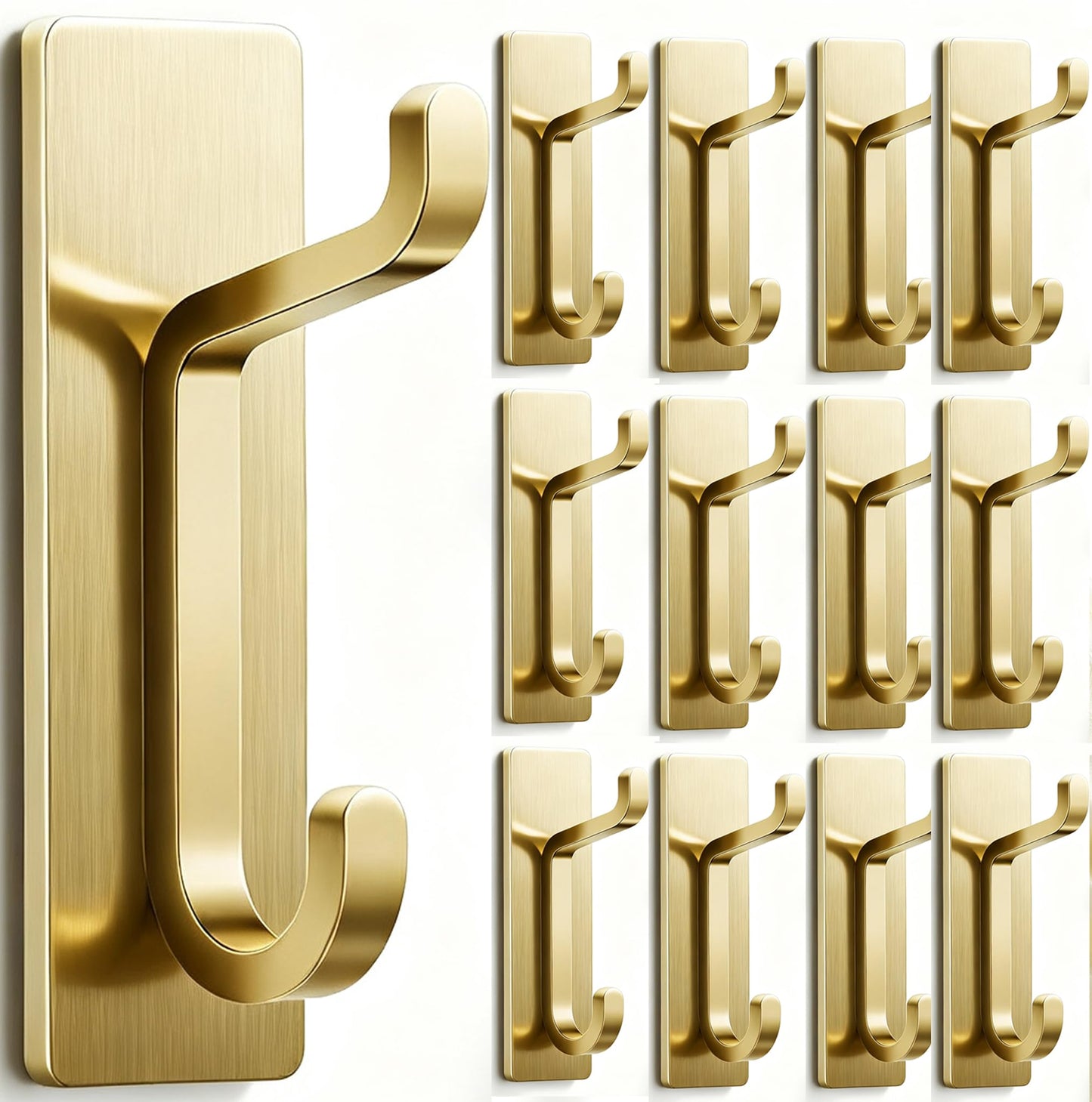 pickpiff Wall Hooks for Coat and Towel: 13LB Adhesive Door Hanger Stick on, Brushed Nickel 6 Pack