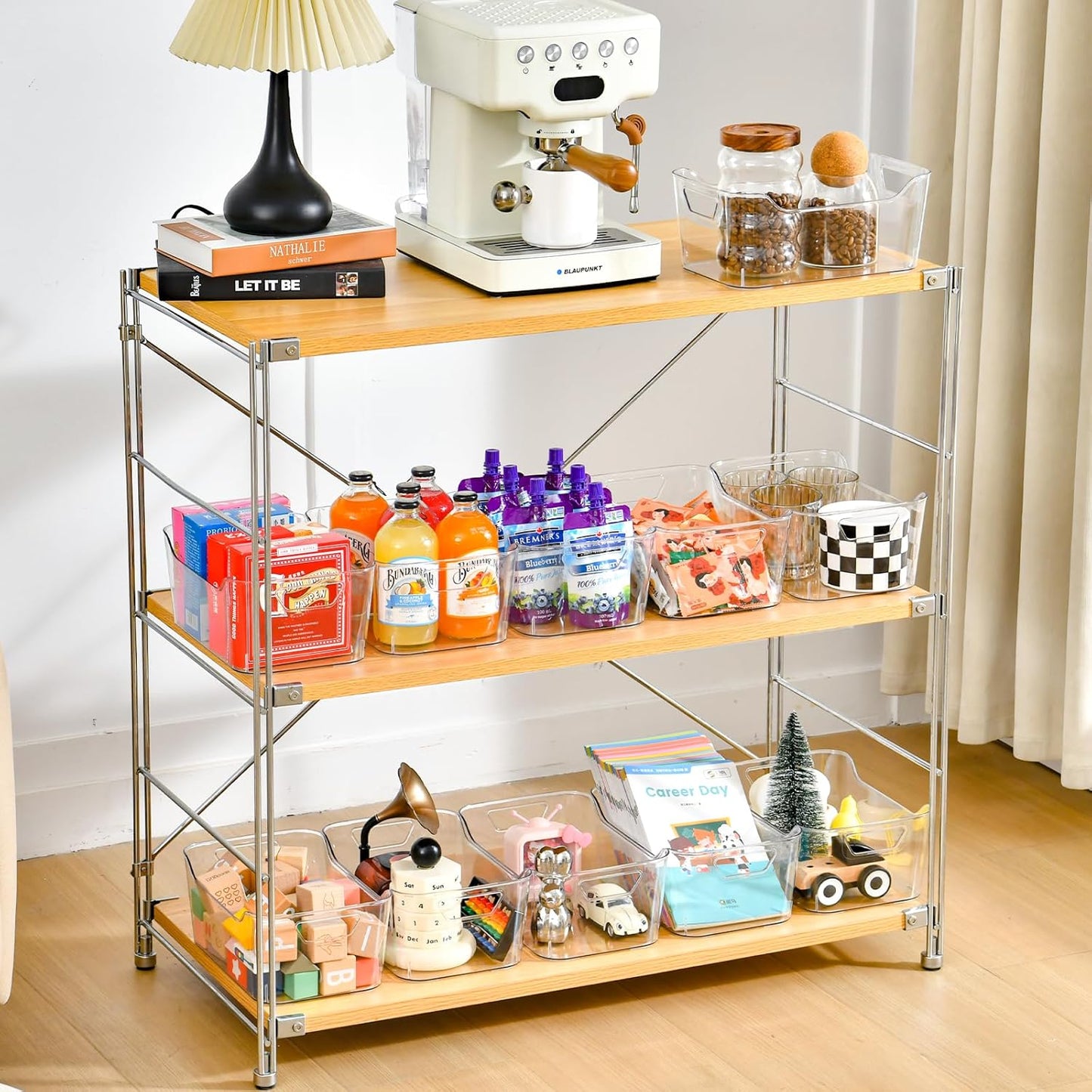 12 Pack Clear Plastic Storage Bins, Pantry Organizers and Storage, Clear Pantry Organizer Bins, Plastic Containers with Handle for Kitchen,Freezer,Cabinet,Closet,Bathroom Under Sink Storage